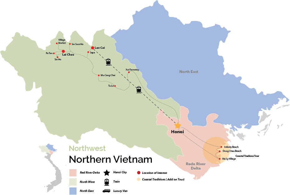 The Art and Soul of Northern Vietnam with David Julian - Tour Map